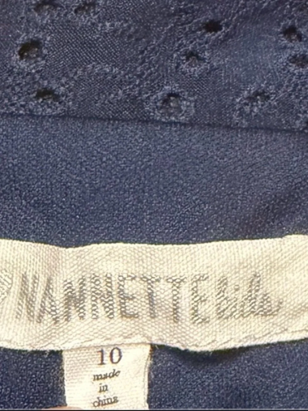 Nannette Navy Eyelet Dress with Button Front